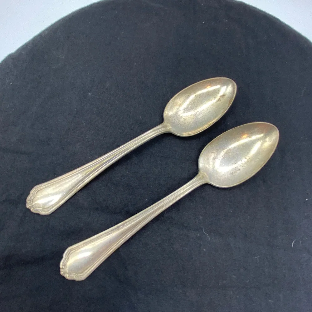Vintage J. Rogers & Co 6in Teaspoons Silver Plated Anchor XII Set of 2 Silver